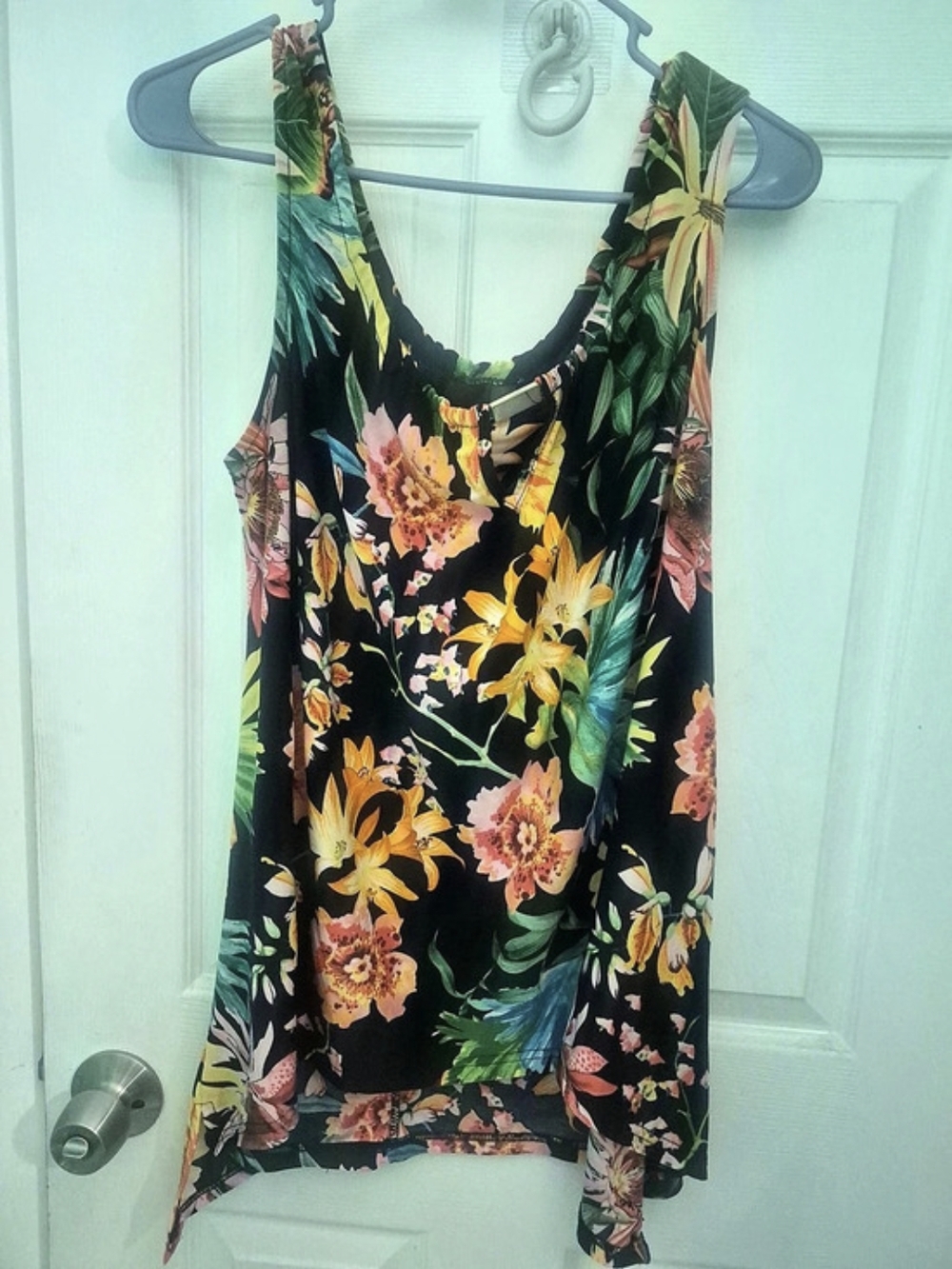 null Floral Mini Dress in Black & Green Like New